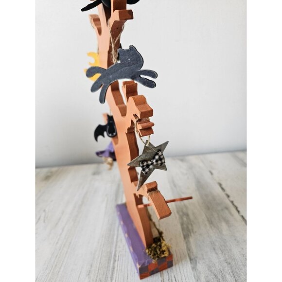 Wooden Halloween tree ornament ghost cat spider decor unique very unique - Picture 9 of 10